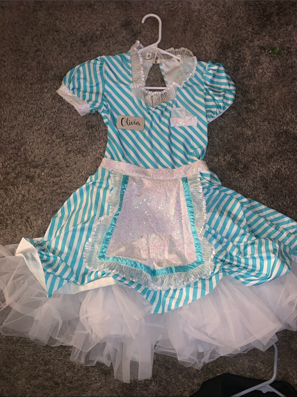 Revolution Teal & White Striped Dress with Sparkle Apron